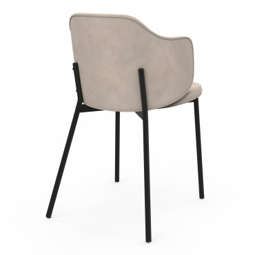 Chaises Tonya assise en velours taupe et pieds métal - lot de 2