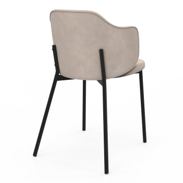 Chaises Tonya assise en velours taupe et pieds métal - lot de 2