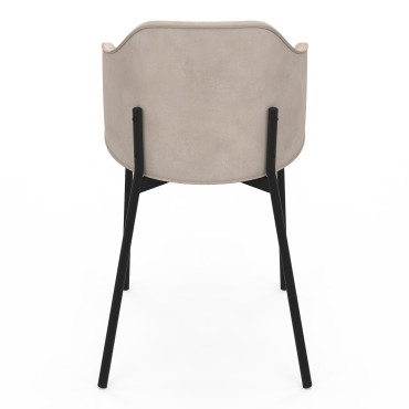 Chaises Tonya assise en velours taupe et pieds métal - lot de 2