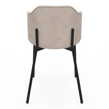 Chaises Tonya assise en velours taupe et pieds métal - lot de 2