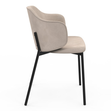 Chaises Tonya assise en velours taupe et pieds métal - lot de 4