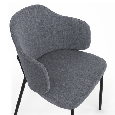 Chaises Tory assise en tissu gris foncé et pieds métal - lot de 2
