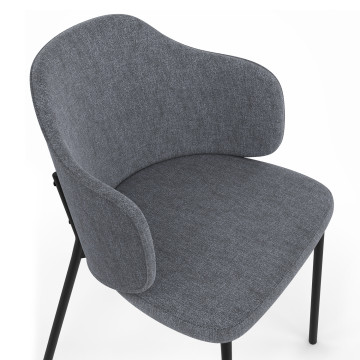 Chaises Tory assise en tissu gris foncé et pieds métal - lot de 2