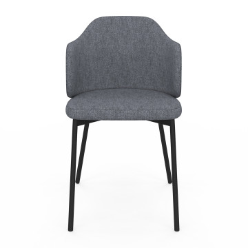 Chaises Tory assise en tissu gris foncé et pieds métal - lot de 2