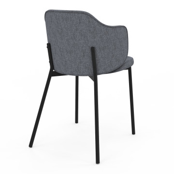 Chaises Tory assise en tissu gris foncé et pieds métal - lot de 2