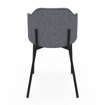 Chaises Tory assise en tissu gris foncé et pieds métal - lot de 2