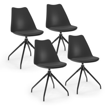 Chaises Nordia assise pivotante noire pieds métal - lot de 4