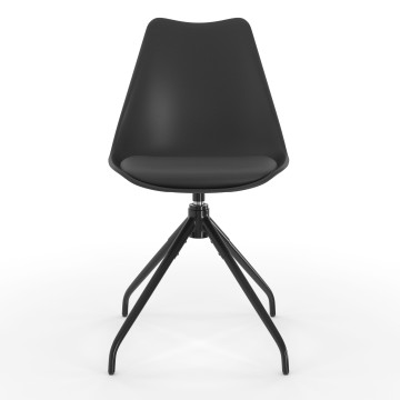 Chaises Nordia assise pivotante noire pieds métal - lot de 4