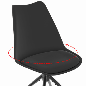 Chaises Nordia assise pivotante noire pieds métal - lot de 4