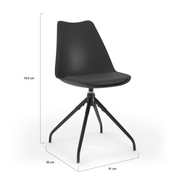 Chaises Nordia assise pivotante noire pieds métal - lot de 4