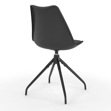 Chaises Nordia assise pivotante noire pieds métal - lot de 4