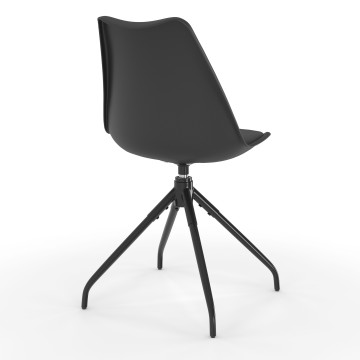 Chaises Nordia assise pivotante noire pieds métal - lot de 4