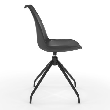 Chaises Nordia assise pivotante noire pieds métal - lot de 4