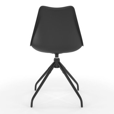 Chaises Nordia assise pivotante noire pieds métal - lot de 4