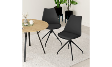 Chaises Nordia assise pivotante noire pieds métal - lot de 4