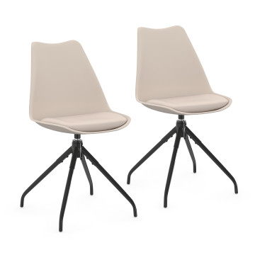 Chaises Nordia assise pivotante beige pieds métal - lot de 2