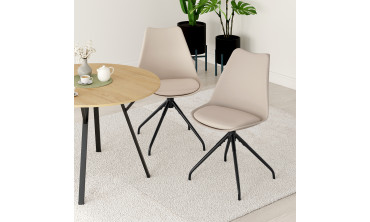 Chaises Nordia assise pivotante beige pieds métal - lot de 2