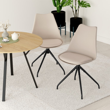 Chaises Nordia assise pivotante beige pieds métal - lot de 2