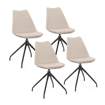 Chaises Nordia assise pivotante beige pieds métal - lot de 4