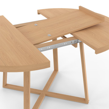 Table repas Sana plateau extensible 110-150 rond et pieds bois