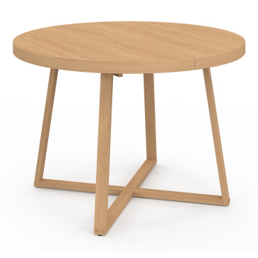 Table repas Sana plateau extensible 110-150 rond et pieds bois