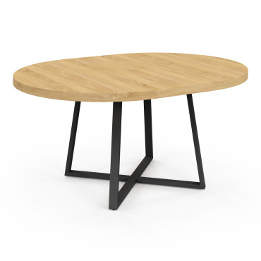Table repas Sana plateau extensible 110-150 rond et pieds métal