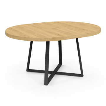 Table repas Sana plateau extensible 110-150 rond et pieds métal