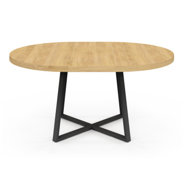 Table repas Sana plateau extensible 110-150 rond et pieds métal