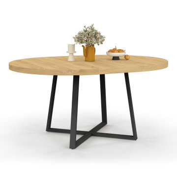 Table repas Sana plateau extensible 110-150 rond et pieds métal