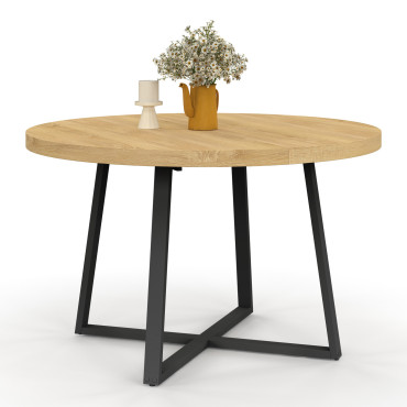 Table repas Sana plateau extensible 110-150 rond et pieds métal