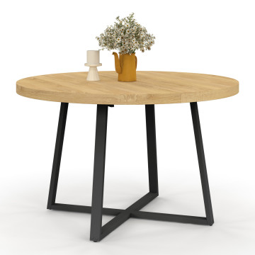 Table repas Sana plateau extensible 110-150 rond et pieds métal