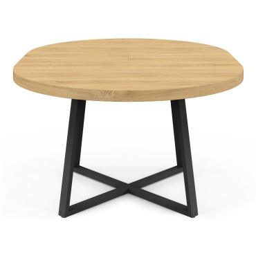 Table repas Sana plateau extensible 110-150 rond et pieds métal