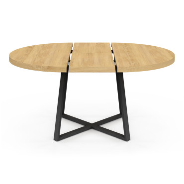 Table repas Sana plateau extensible 110-150 rond et pieds métal