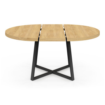 Table repas Sana plateau extensible 110-150 rond et pieds métal