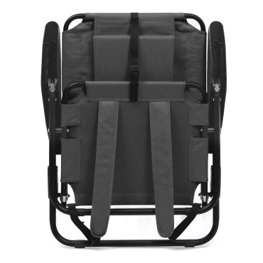 Fauteuils de jardin inclinables pliables et portables gris - lot de 2