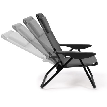 Fauteuils de jardin inclinables pliables et portables gris - lot de 2