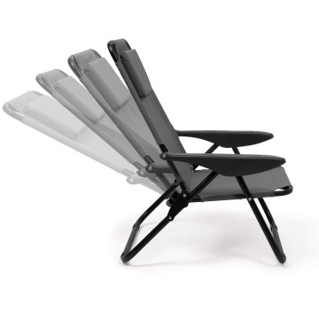 Fauteuils de jardin inclinables pliables et portables gris - lot de 2