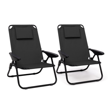 Fauteuils de jardin inclinables pliables et portables noir - lot de 2