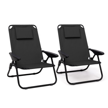 Fauteuils de jardin inclinables pliables et portables noir - lot de 2