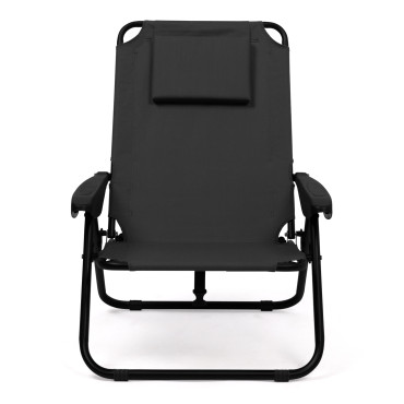 Fauteuils de jardin inclinables pliables et portables noir - lot de 2