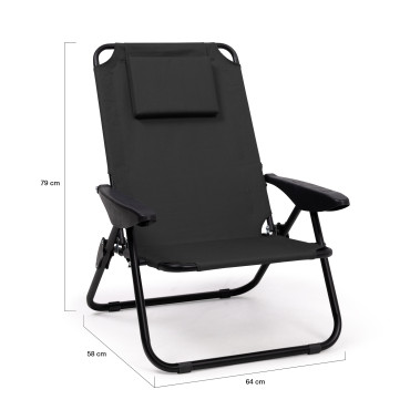Fauteuils de jardin inclinables pliables et portables noir - lot de 2