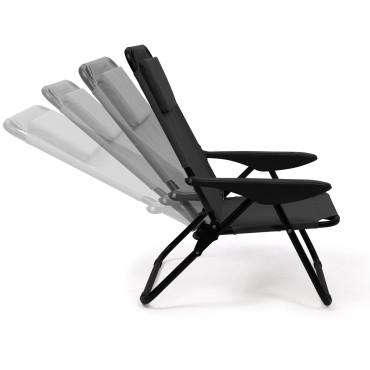 Fauteuils de jardin inclinables pliables et portables noir - lot de 2