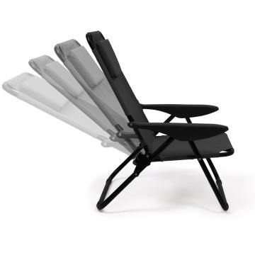 Fauteuils de jardin inclinables pliables et portables noir - lot de 2
