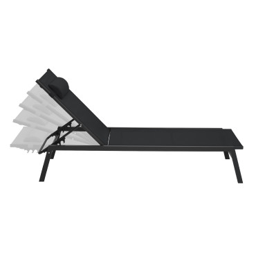 Transats inclinables Faro 5 positions en aluminium noir - lot de 2