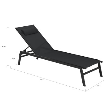 Transats inclinables Faro 5 positions en aluminium noir - lot de 2