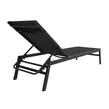 Transats inclinables Faro 5 positions en aluminium noir - lot de 2