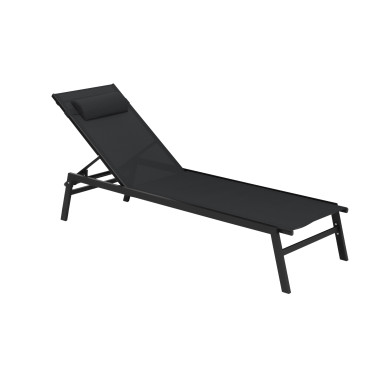Transats inclinables Faro 5 positions en aluminium noir - lot de 2