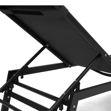Transats inclinables Faro 5 positions en aluminium noir - lot de 2