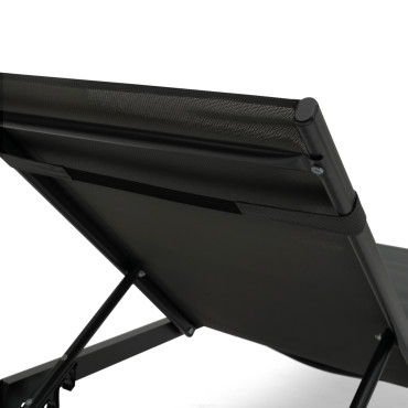 Transats inclinables Faro 5 positions en aluminium noir - lot de 2
