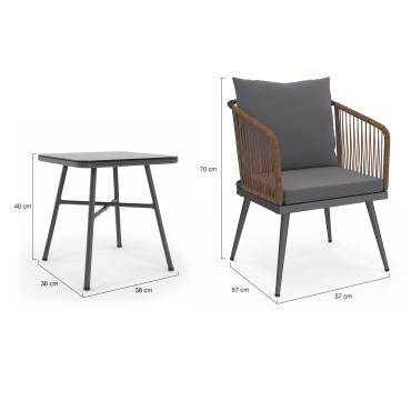 Salon de jardin Florida 2 places gris anthracite et effet rotin